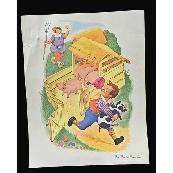 Vintage Mother Goose Nursery Rhyme Prints Set of 8 Loose Prints Only No Frames - Picture 3 of 11